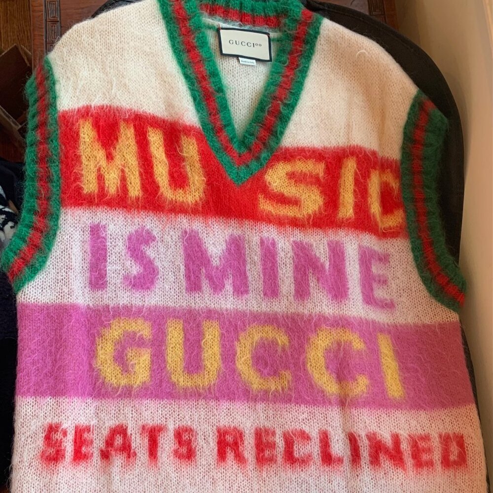 Gucci 100 Mohair Jacquard Vest Size M Rare Collector’s Piece